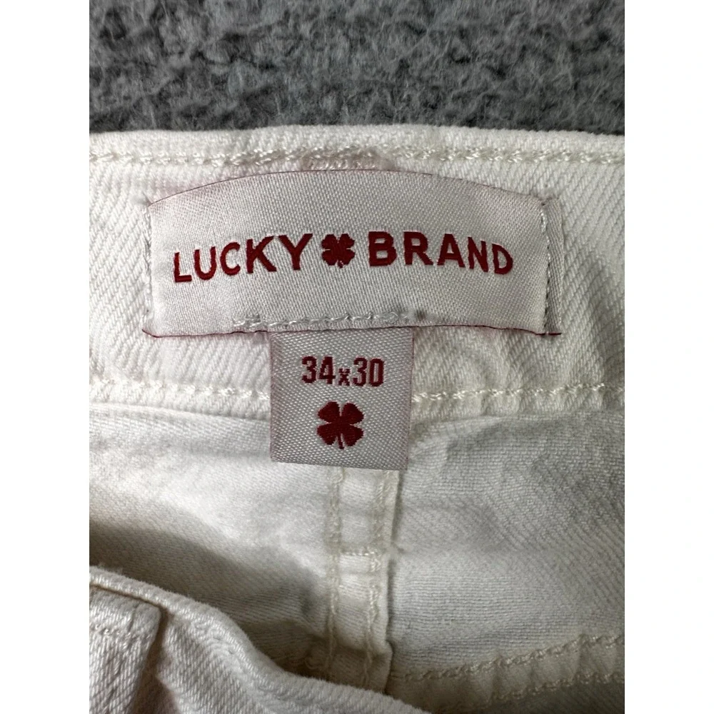 Lucky Brand 223 Straight Jeans Mens 34x30 White Denim NWT